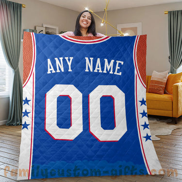 Custom Premium Quilt Blanket Philadelphia Jersey Basketball Personalized Quilt Gifts for Her & Him
